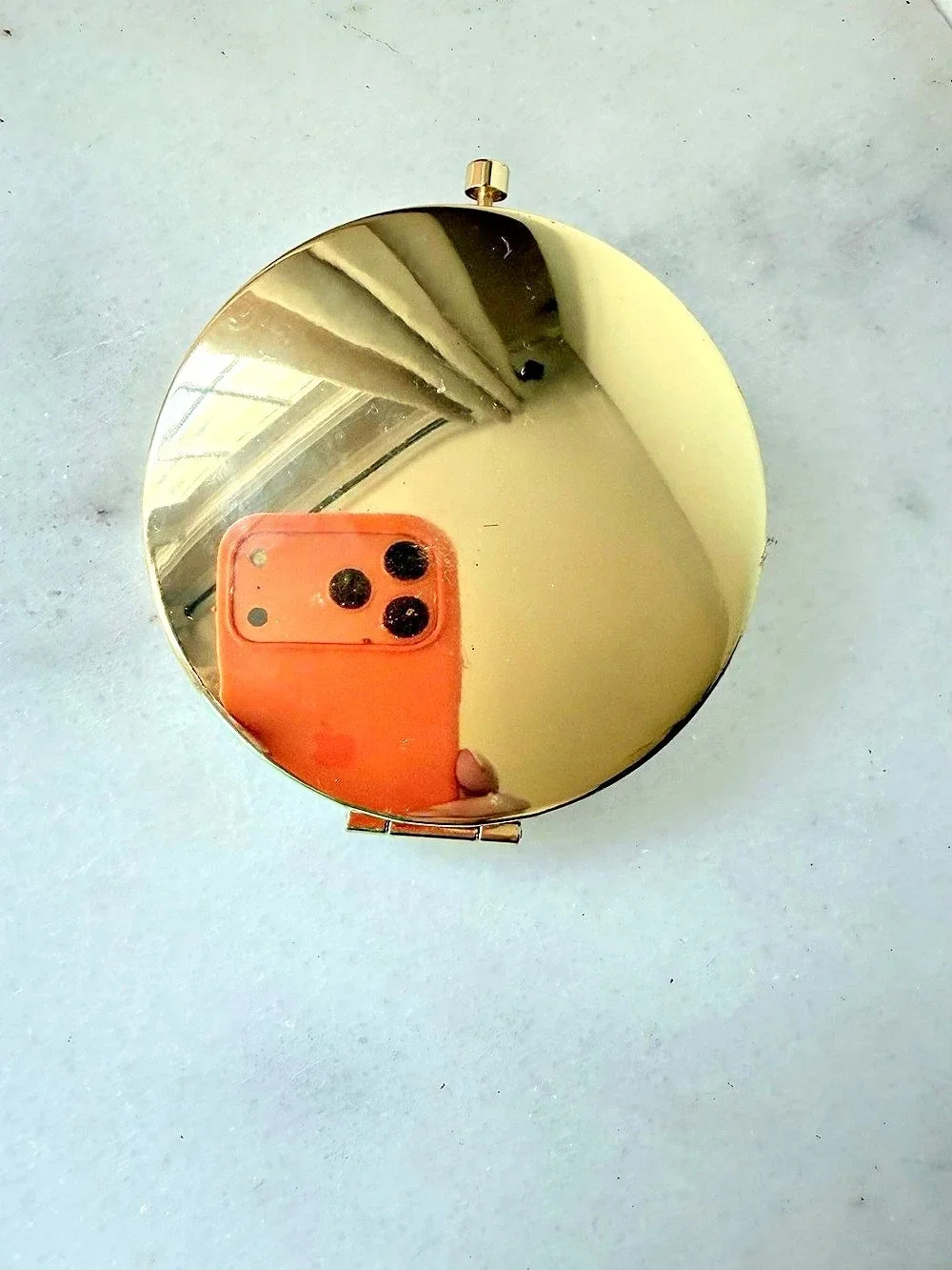 Rhinestone Angel Gold Compact Mirror